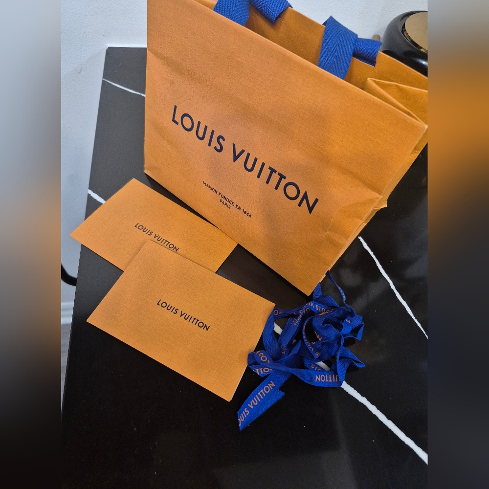 Louis Vuitton Orange Gift Bag with Blue Ribbon